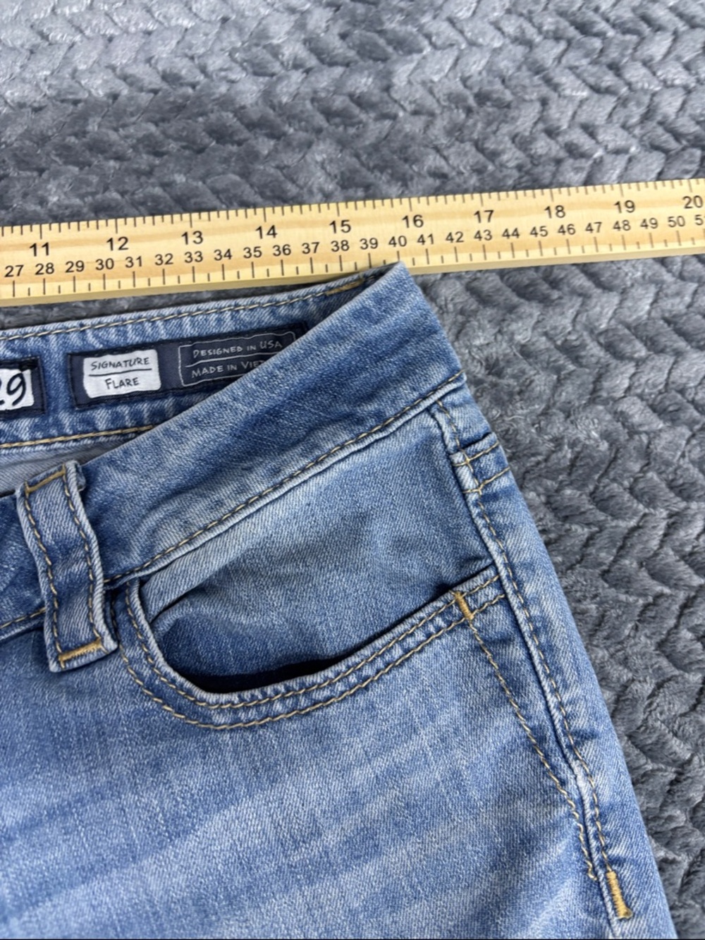 Miss Me Women's Distressed Light Blue Flare Jeans - Picture 4 of 8
